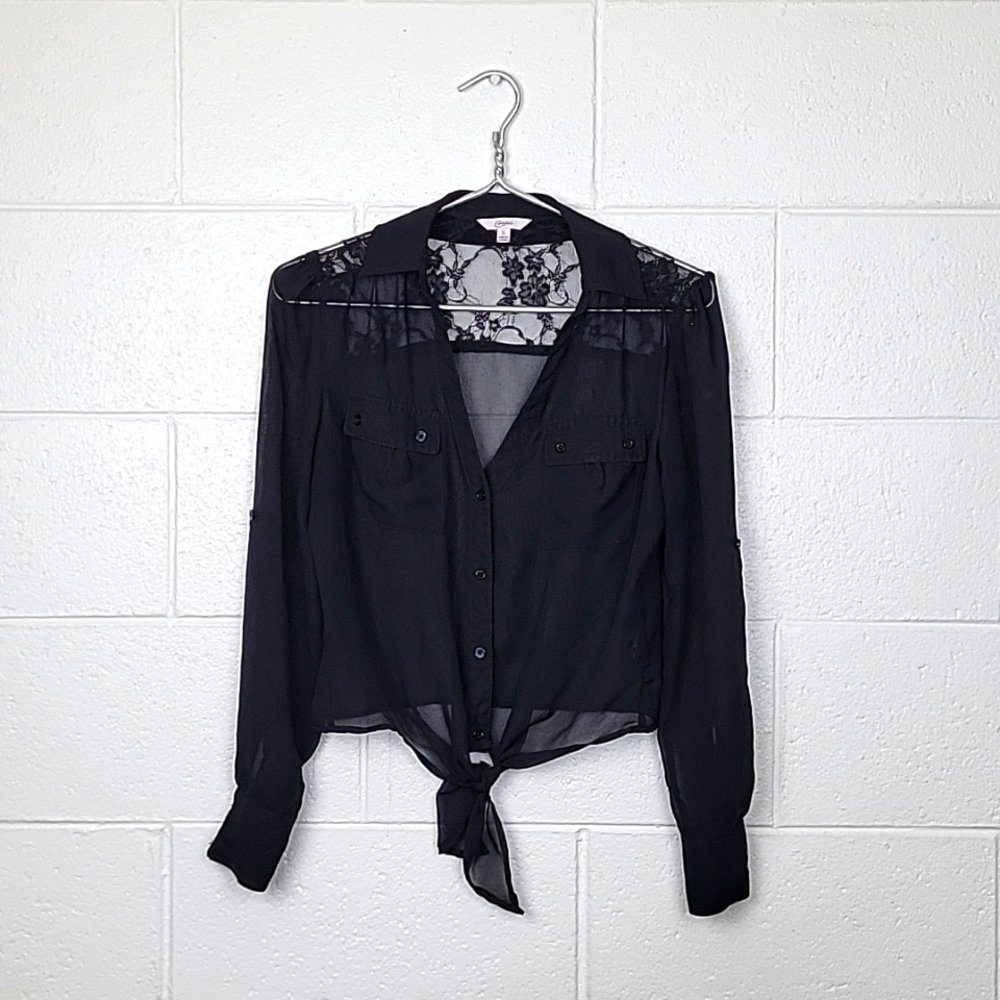 Black Mesh and Lace Top
